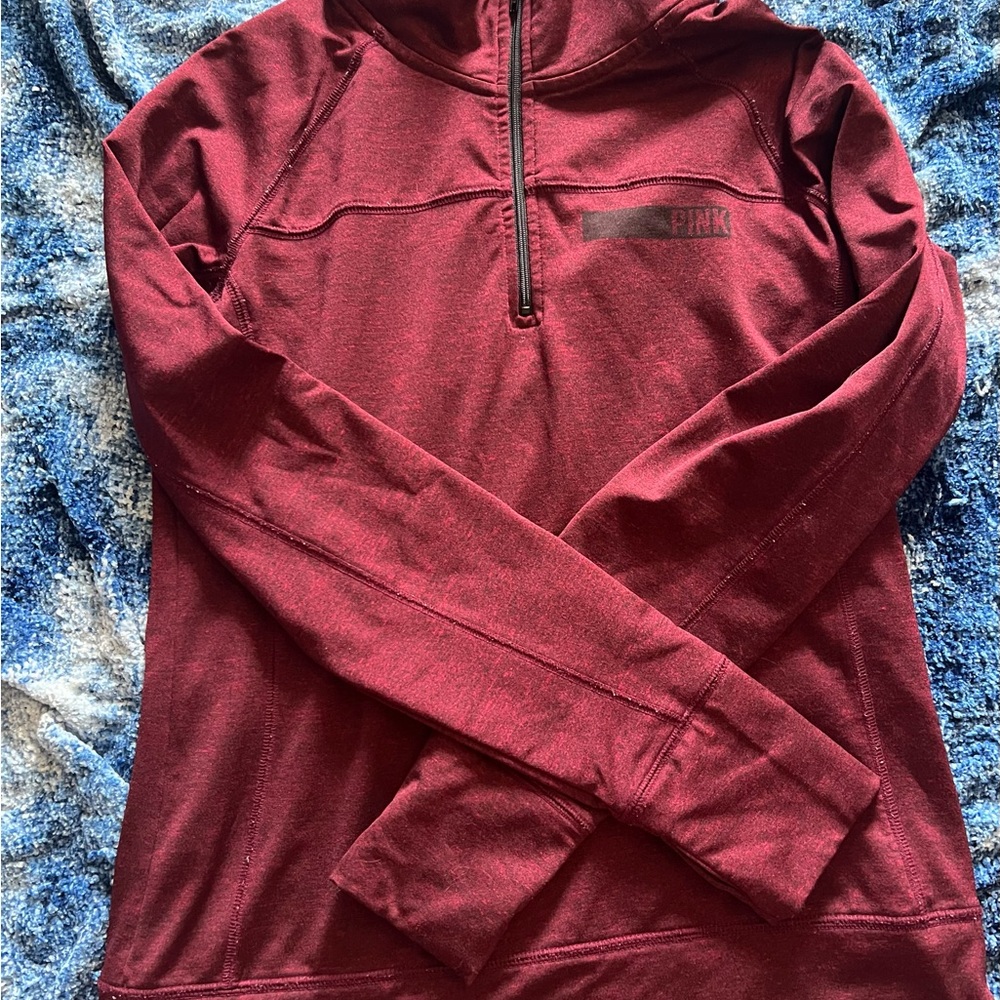 Victoria's Secret Pink Burgundy Half-Zip Pullover